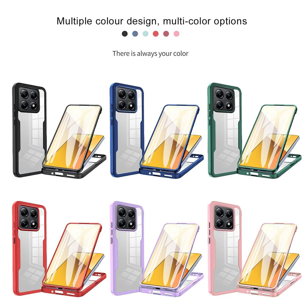 Front Back Transparent Cover For Xiaomi 14T Pro 360 Full Protection Phone Case For Xiaomi 12T 14 T Pro Redmi 14C Shockproof Case