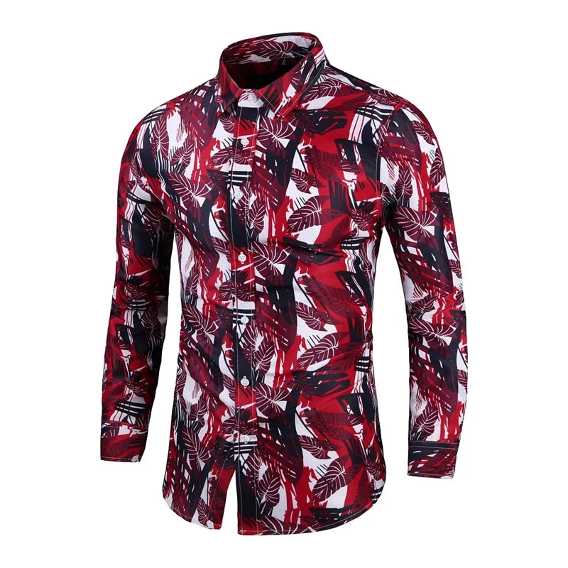 Chemise Slim Homme Mens Outfits Floral Shirt Streetwear 2022 Vintage Chinese Style Long Sleeve Dress Shirts For Men Blouses Tops
