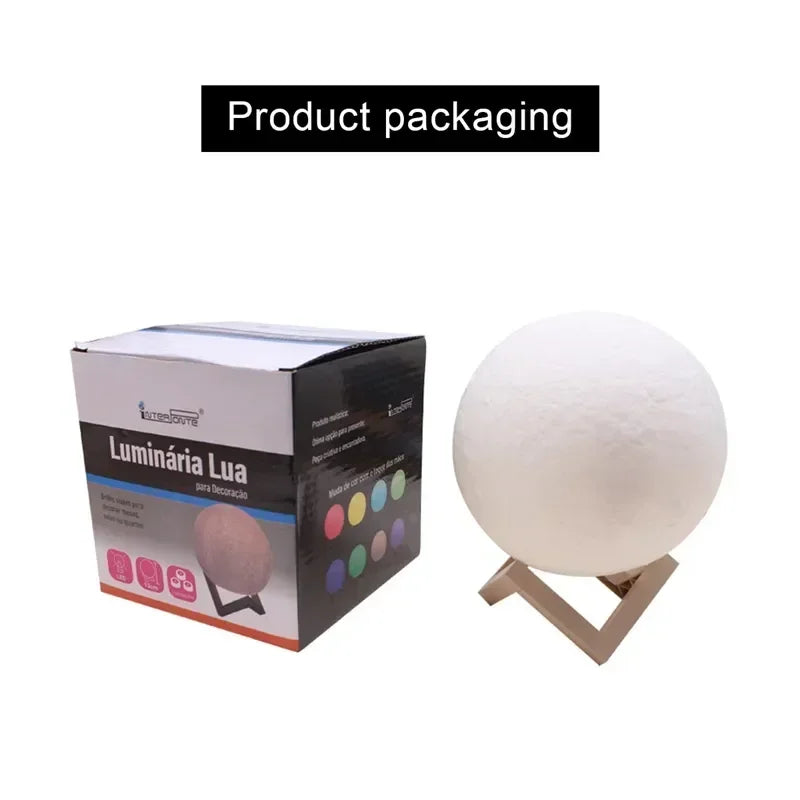 LED Night Light 8cm Moon Lamp Battery Powered With Stand Starry Lamp Bedroom Decor Night Lights Kids Gift Button Cell