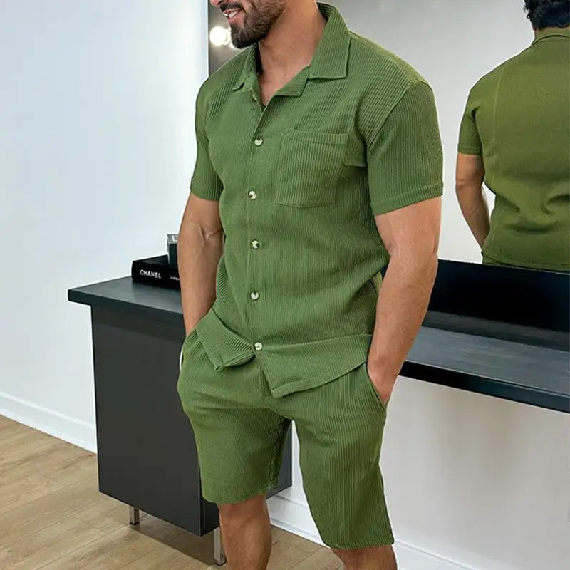 2025 New Sport Simple and Trendy Men's Short Sleeved Shorts Comfortable and Casual Fashion Men's Versatile Short Sleeved Set