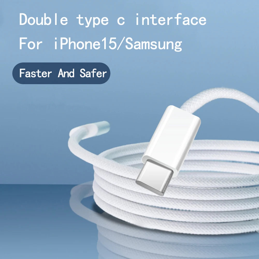 Usb C to Type C Mobile Phone Data Cable Fast Charging PD 60W Braided Charger Cable For Iphone 15 Android Samsung 1Pcs 2Pcs 3Pcs