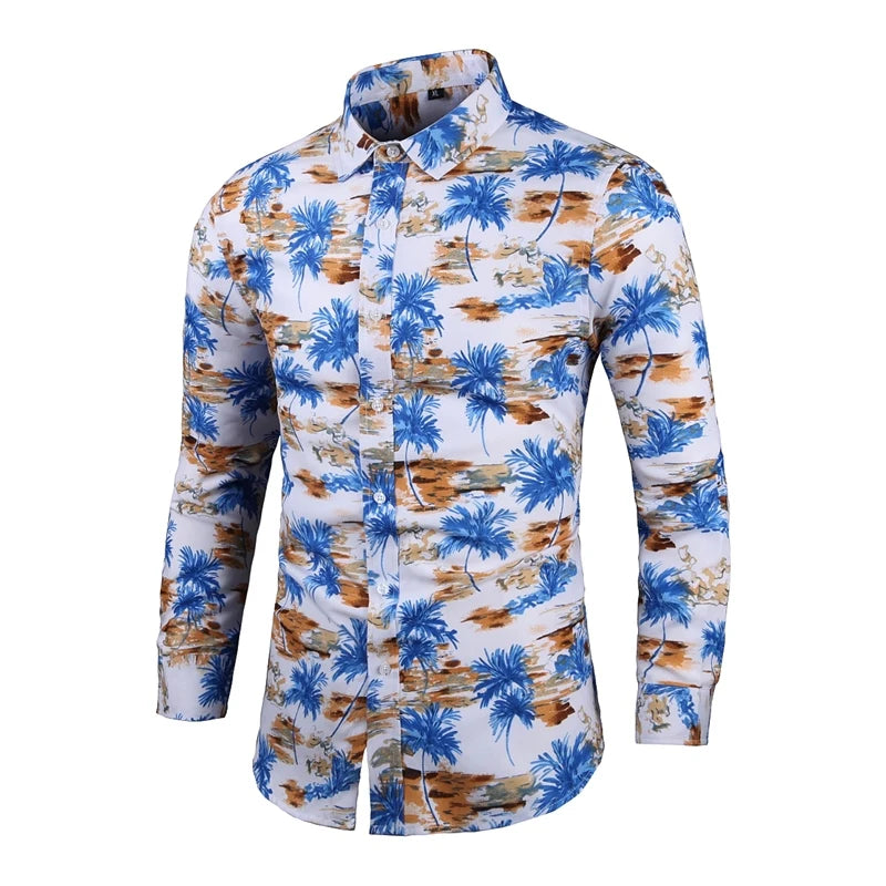 Chemise Slim Homme Mens Outfits Floral Shirt Streetwear 2022 Vintage Chinese Style Long Sleeve Dress Shirts For Men Blouses Tops