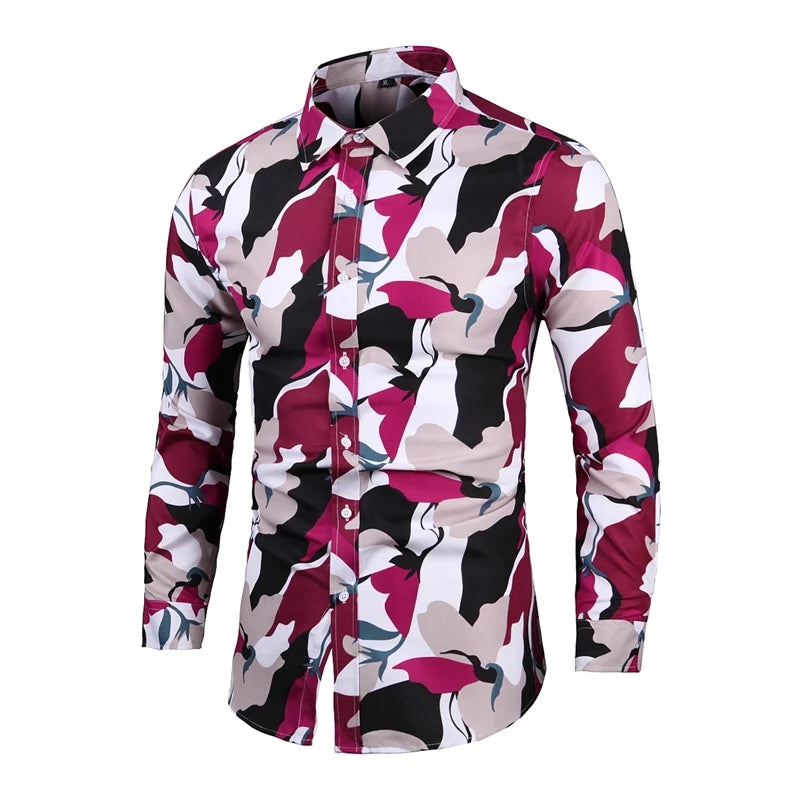 Chemise Slim Homme Mens Outfits Floral Shirt Streetwear 2022 Vintage Chinese Style Long Sleeve Dress Shirts For Men Blouses Tops