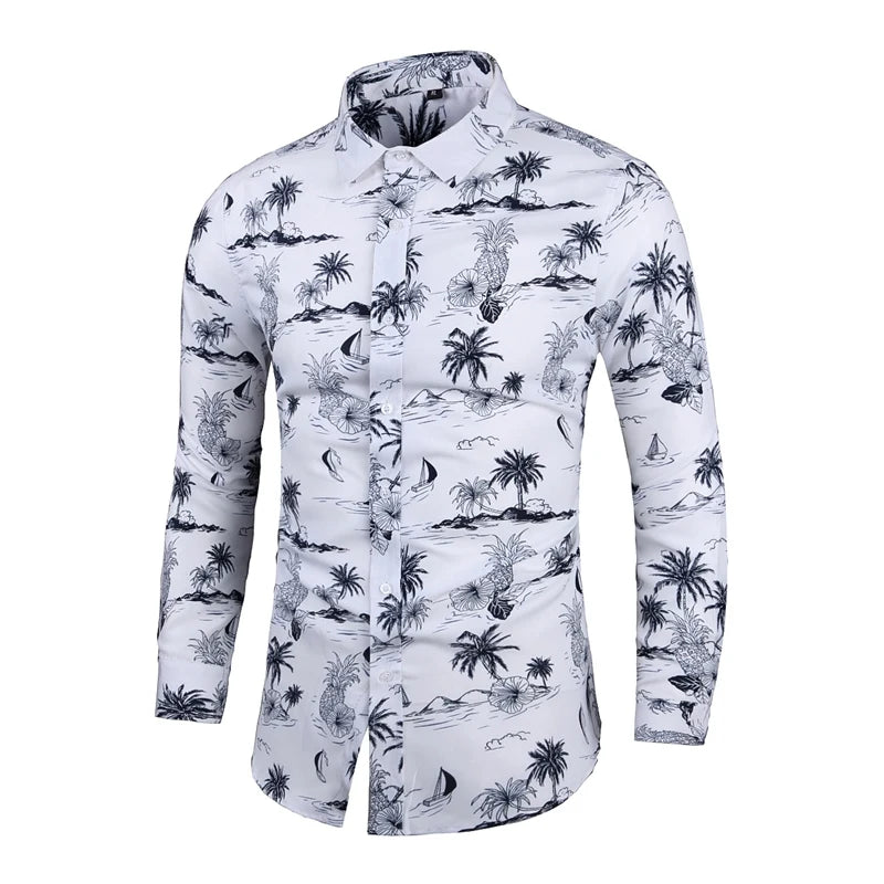 Chemise Slim Homme Mens Outfits Floral Shirt Streetwear 2022 Vintage Chinese Style Long Sleeve Dress Shirts For Men Blouses Tops