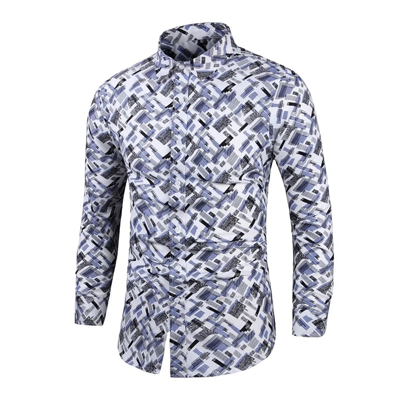 Chemise Slim Homme Mens Outfits Floral Shirt Streetwear 2022 Vintage Chinese Style Long Sleeve Dress Shirts For Men Blouses Tops