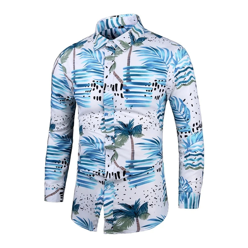 Chemise Slim Homme Mens Outfits Floral Shirt Streetwear 2022 Vintage Chinese Style Long Sleeve Dress Shirts For Men Blouses Tops
