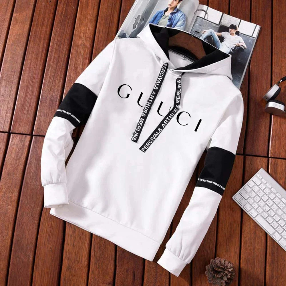 Sweat à capuche et pantalon de survêtement pour hommes, pull imprimé tendance décontracté, vêtements de jogging classiques, noir