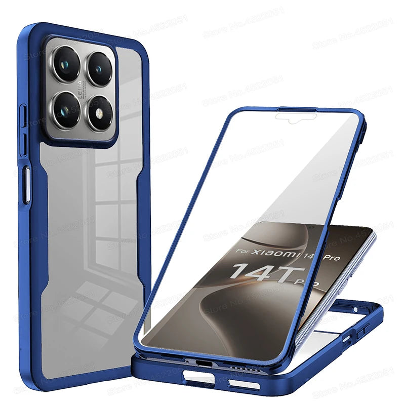 Front Back Transparent Cover For Xiaomi 14T Pro 360 Full Protection Phone Case For Xiaomi 12T 14 T Pro Redmi 14C Shockproof Case