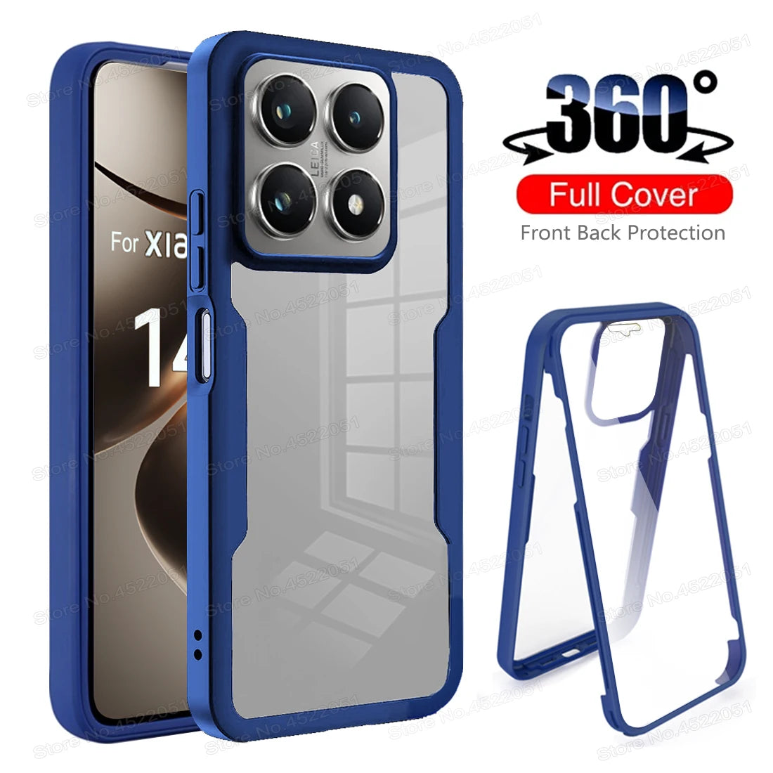Front Back Transparent Cover For Xiaomi 14T Pro 360 Full Protection Phone Case For Xiaomi 12T 14 T Pro Redmi 14C Shockproof Case