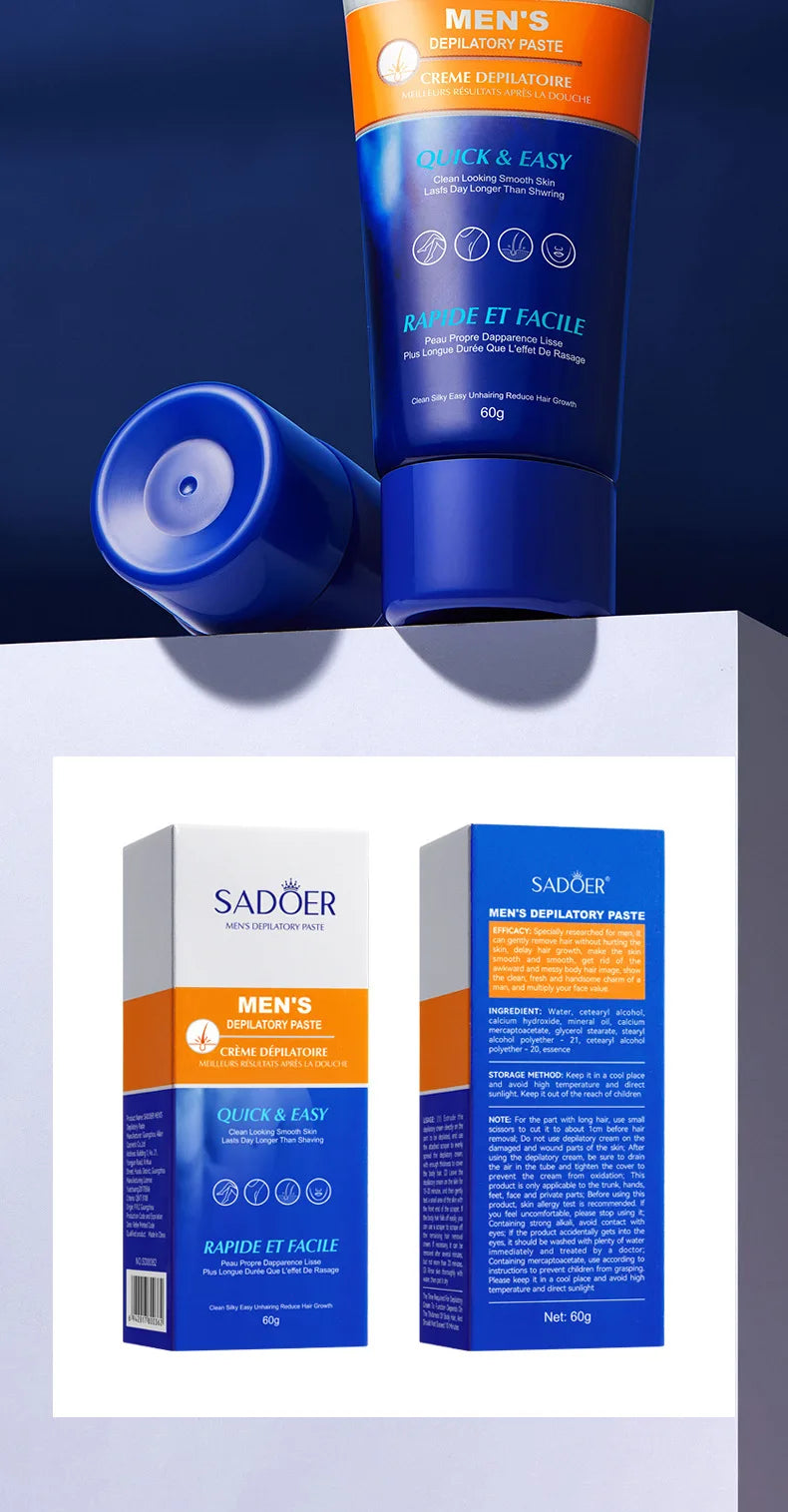 Professional hair removal wax for men Painless chest hair Legs Arms armpit Beard remover Body Skin Permanent depilation cream