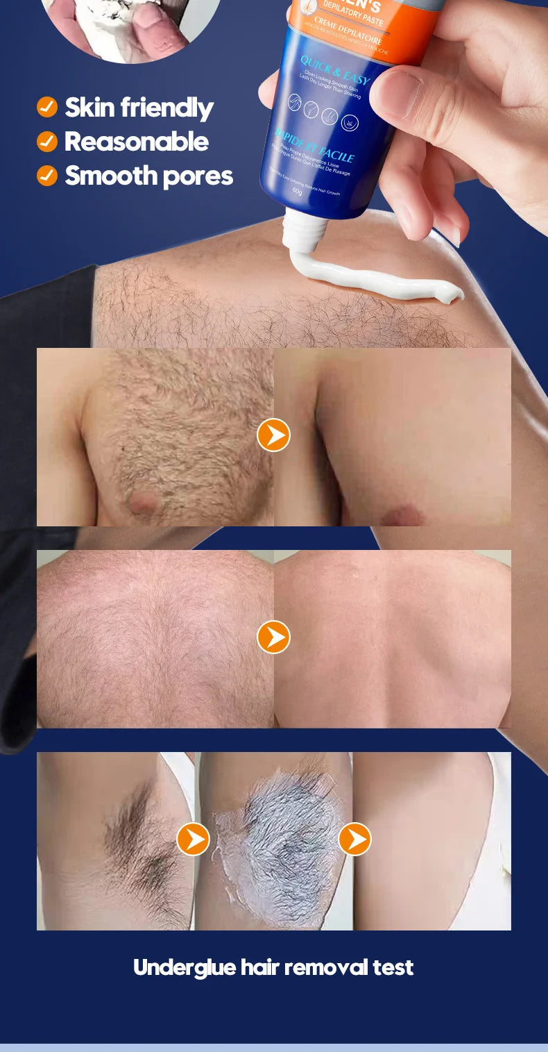 Professional hair removal wax for men Painless chest hair Legs Arms armpit Beard remover Body Skin Permanent depilation cream