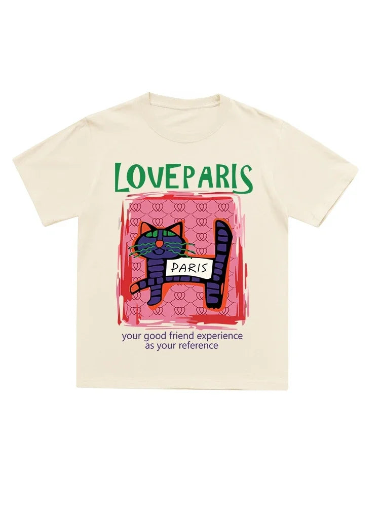 2025 Fashion Pure Cotton Printed Pure Cotton Bear Printed Short-sleeved T-shirt for Men and Women Women's Plus Size Clothes