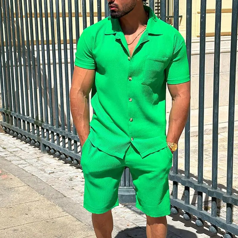 2025 New Sport Simple and Trendy Men's Short Sleeved Shorts Comfortable and Casual Fashion Men's Versatile Short Sleeved Set