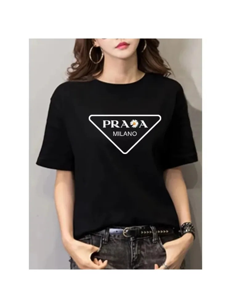 Hot Selling Women's T-shirt Designer T-shirt Letter Printed Casual Short Sleeved Brand Top Round Neck Men's and Women's T-shirt