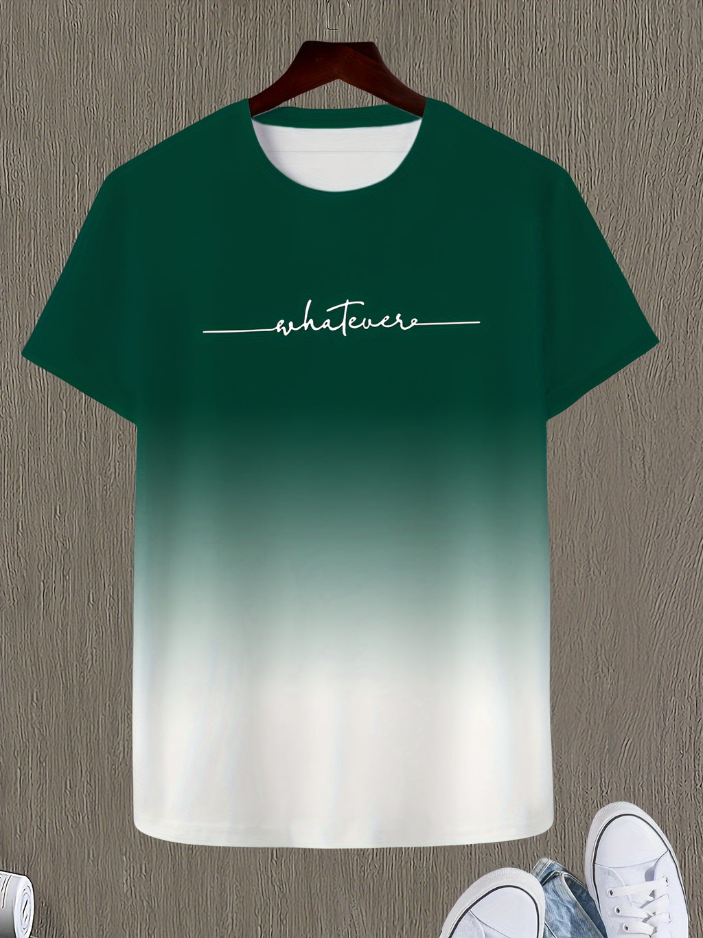 T-shirt confortable et chic à imprimé dégradé « Whatever » pour homme, t-shirt graphique, vêtements d'été pour homme, vêtements pour homme, hauts pour homme, cadeau pour homme