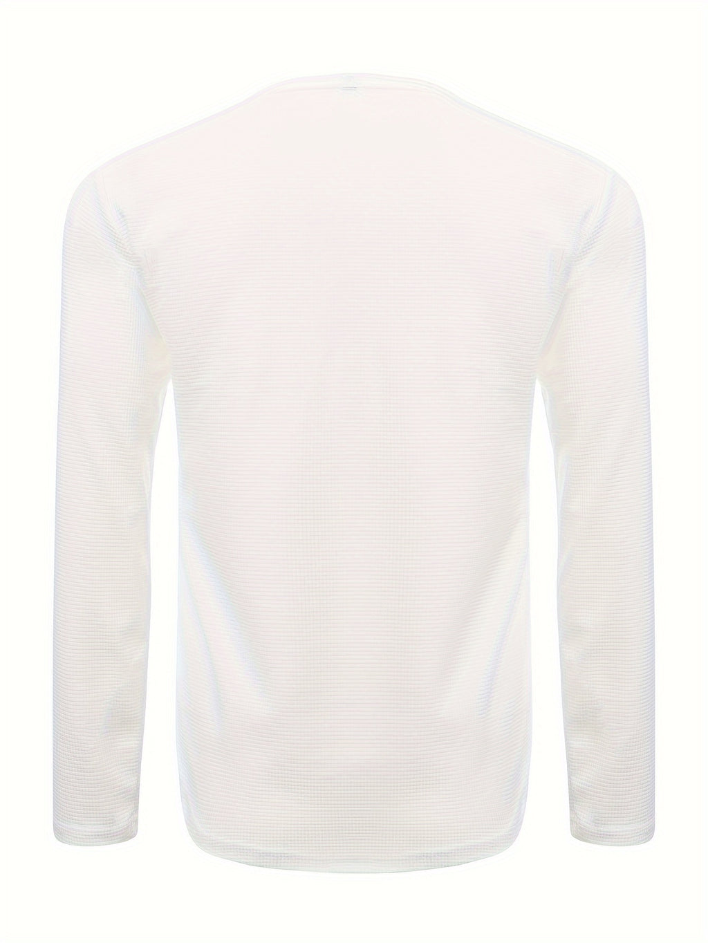 T-shirt gaufré à manches longues et col en V pour homme, confortable et décontracté, idéal pour le printemps, l'été et l'automne.