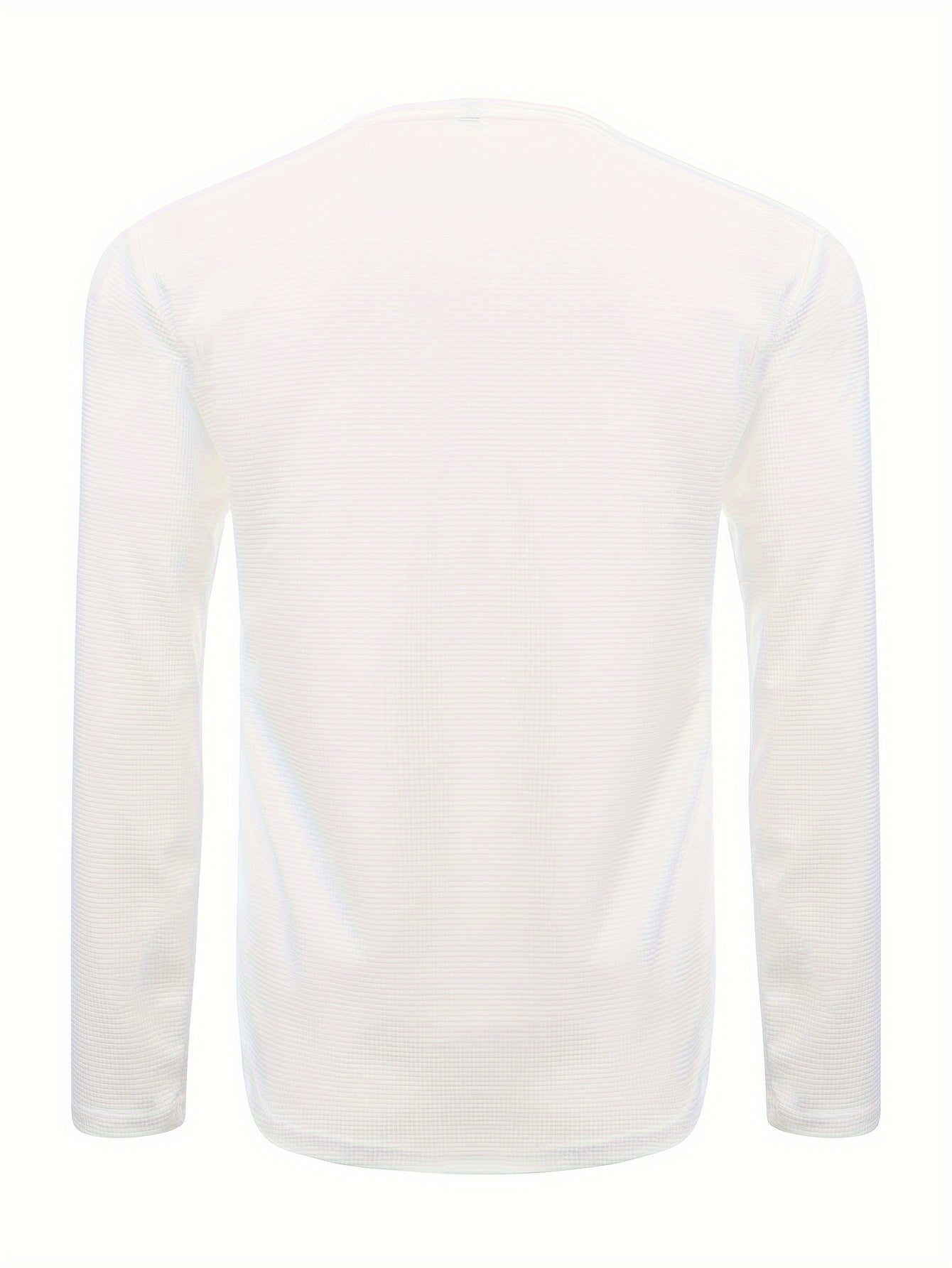 T-shirt gaufré à manches longues et col en V pour homme, confortable et décontracté, idéal pour le printemps, l'été et l'automne.