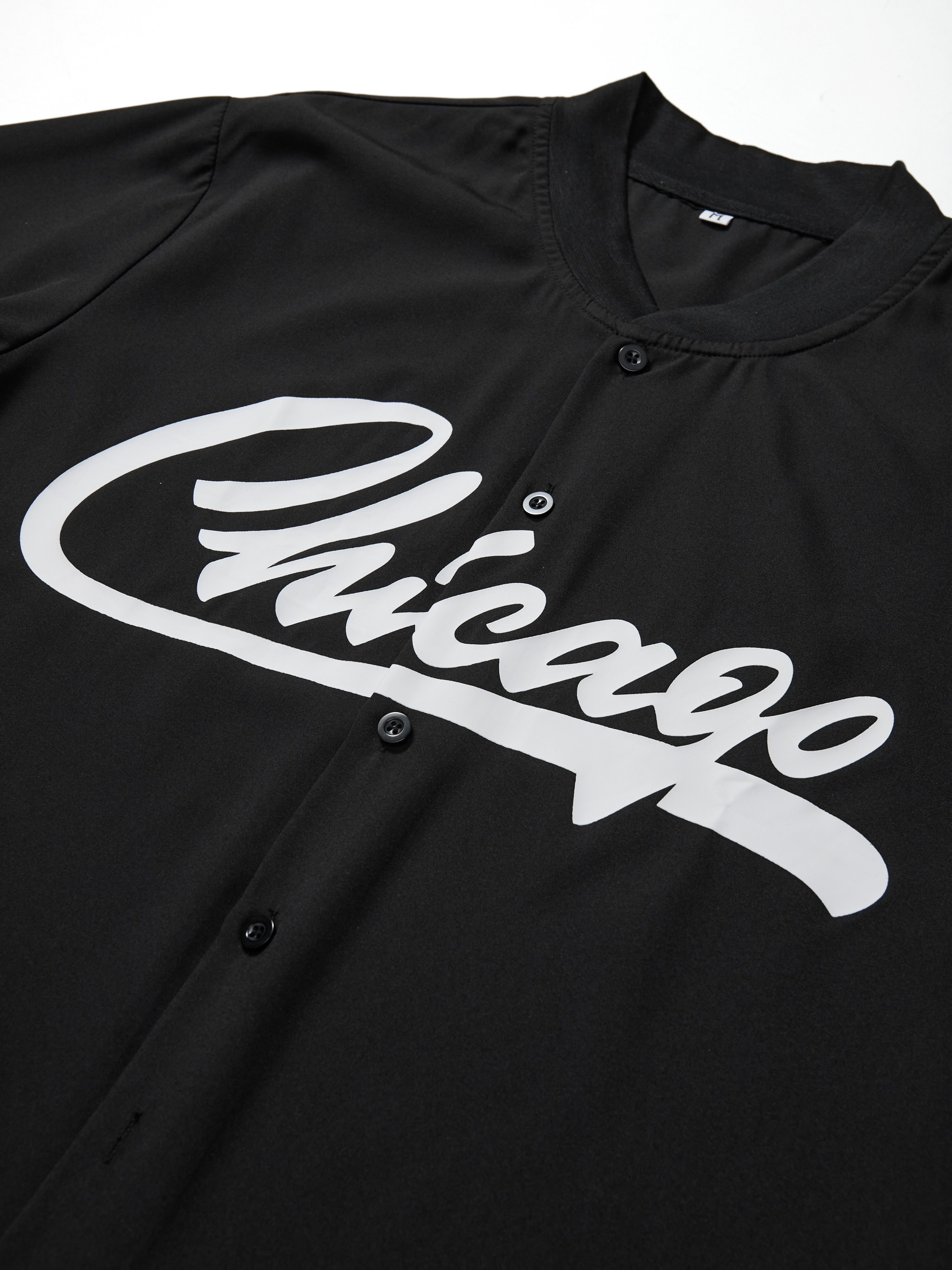 Ensemble 2 pièces tendance pour homme, imprimé lettres, maillot de baseball décontracté à manches courtes et short à cordon pour l'été, vêtements pour homme, entraînement de vacances