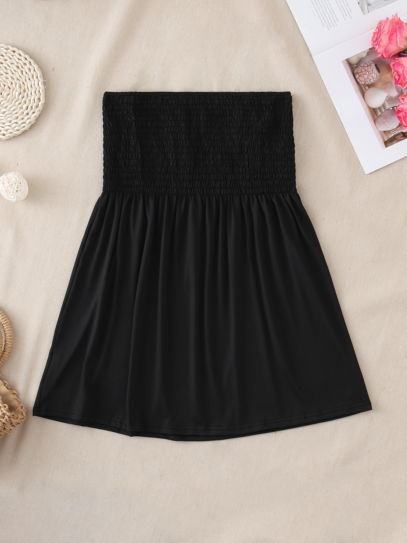 Haut tube à volants froncés, haut bandeau sans bretelles décontracté pour l'été, vêtements pour femmes, mariage, vacances