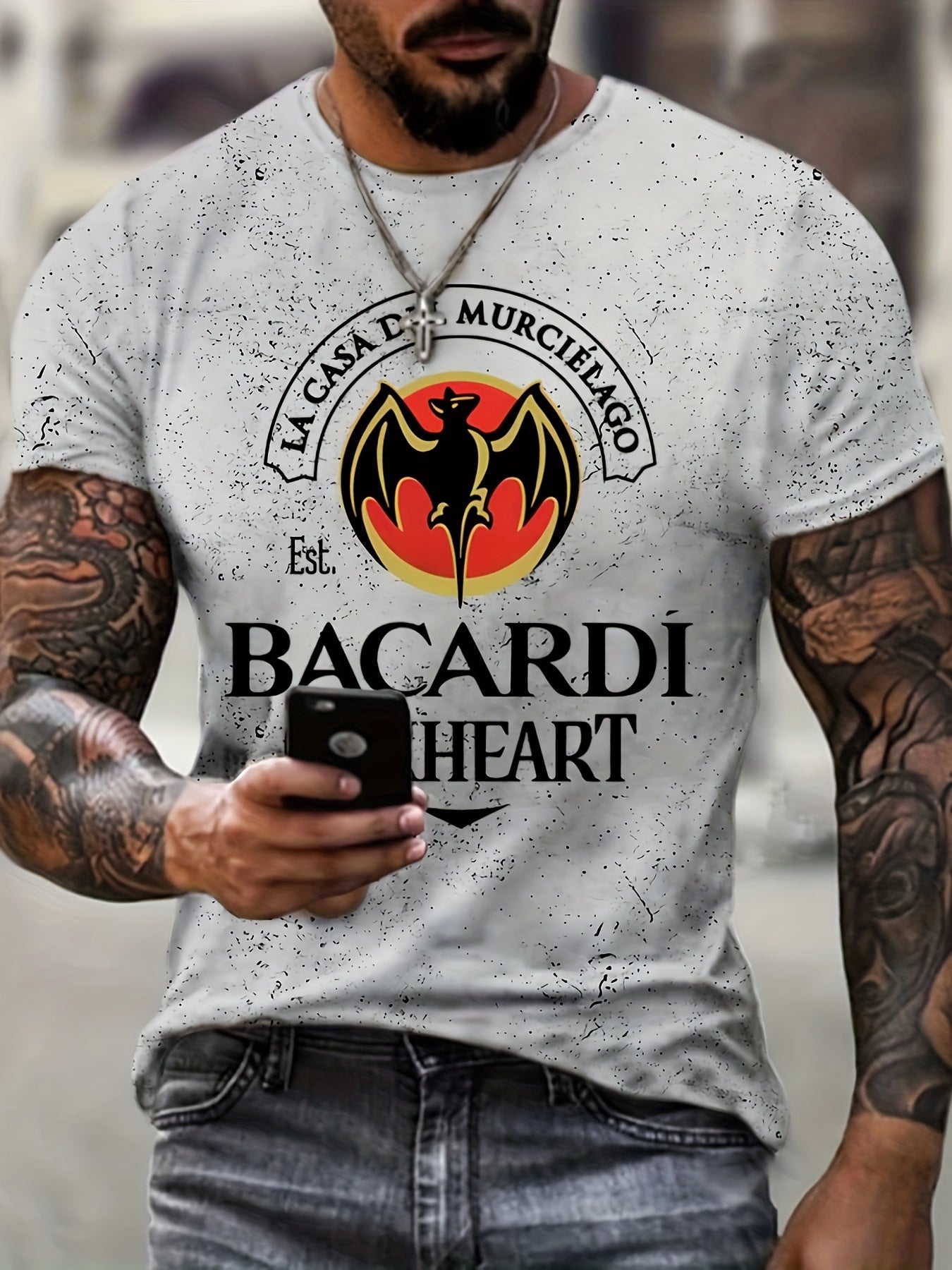 T-shirt homme à imprimé chauve-souris, confortable, imprimé 3D, légèrement extensible, col ras du cou, manches courtes, pour l'été et l'extérieur, vêtements pour hommes, cadeaux pour la fête des pères 2023 pour Halloween