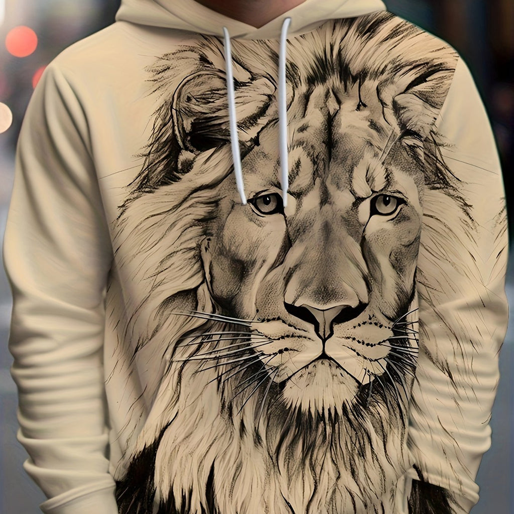 Sweat à capuche imprimé lion 3D pour homme, sweat à capuche graphique, confortable, ample et tendance, vêtements pour homme pour l'automne et l'hiver