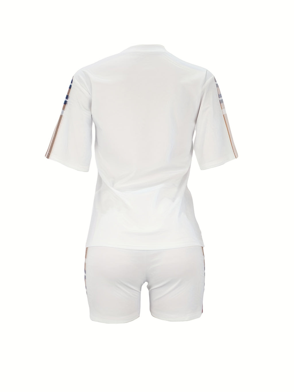 Ensemble deux pièces à carreaux, haut à manches courtes et short de sport à poches, imprimé Faith, vêtements pour femme