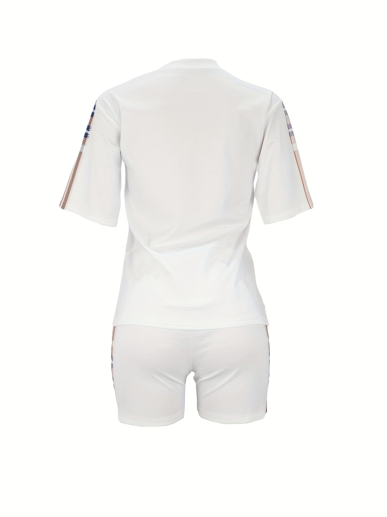 Ensemble deux pièces à carreaux, haut à manches courtes et short de sport à poches, imprimé Faith, vêtements pour femme