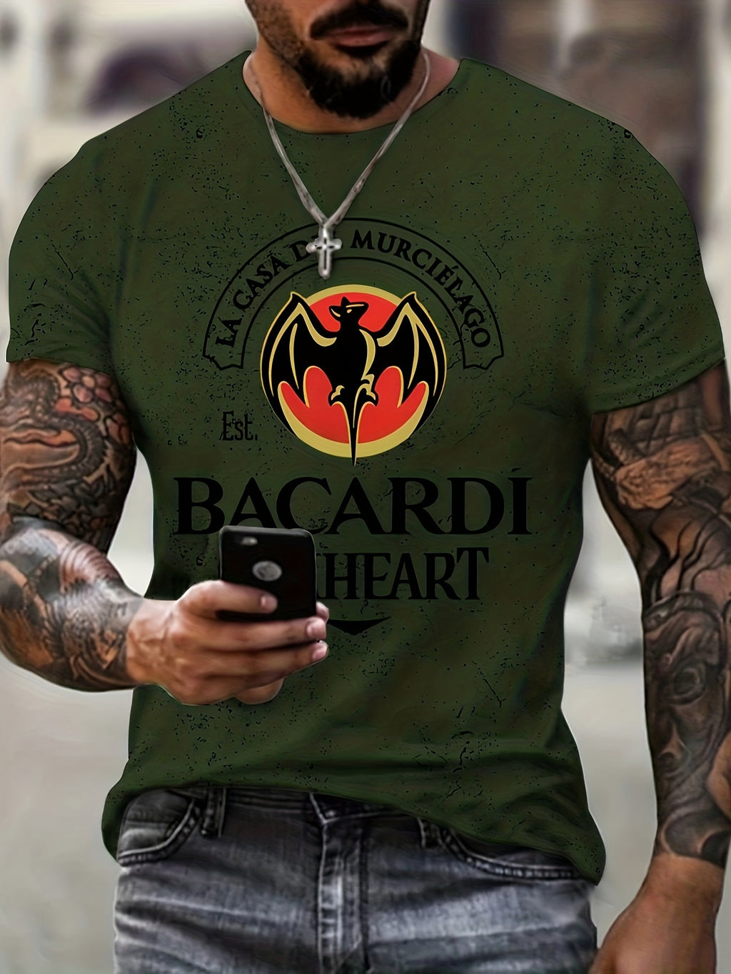 T-shirt homme à imprimé chauve-souris, confortable, imprimé 3D, légèrement extensible, col ras du cou, manches courtes, pour l'été et l'extérieur, vêtements pour hommes, cadeaux pour la fête des pères 2023 pour Halloween