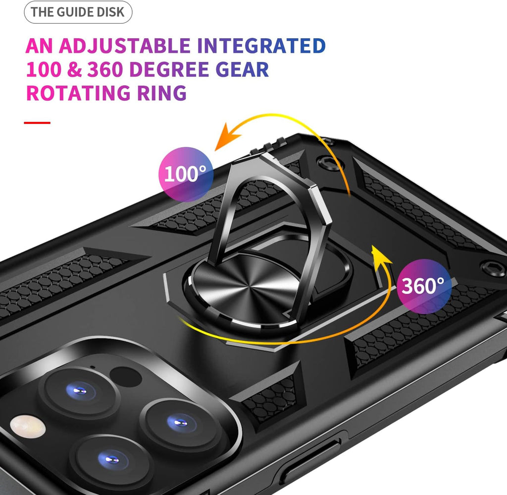 Coque robuste avec béquille intégrée pour Apple iPhone 15, 14, 13, 12, 11, XR, 8, protection double couche avec anneau de béquille rotatif, étui d'étude