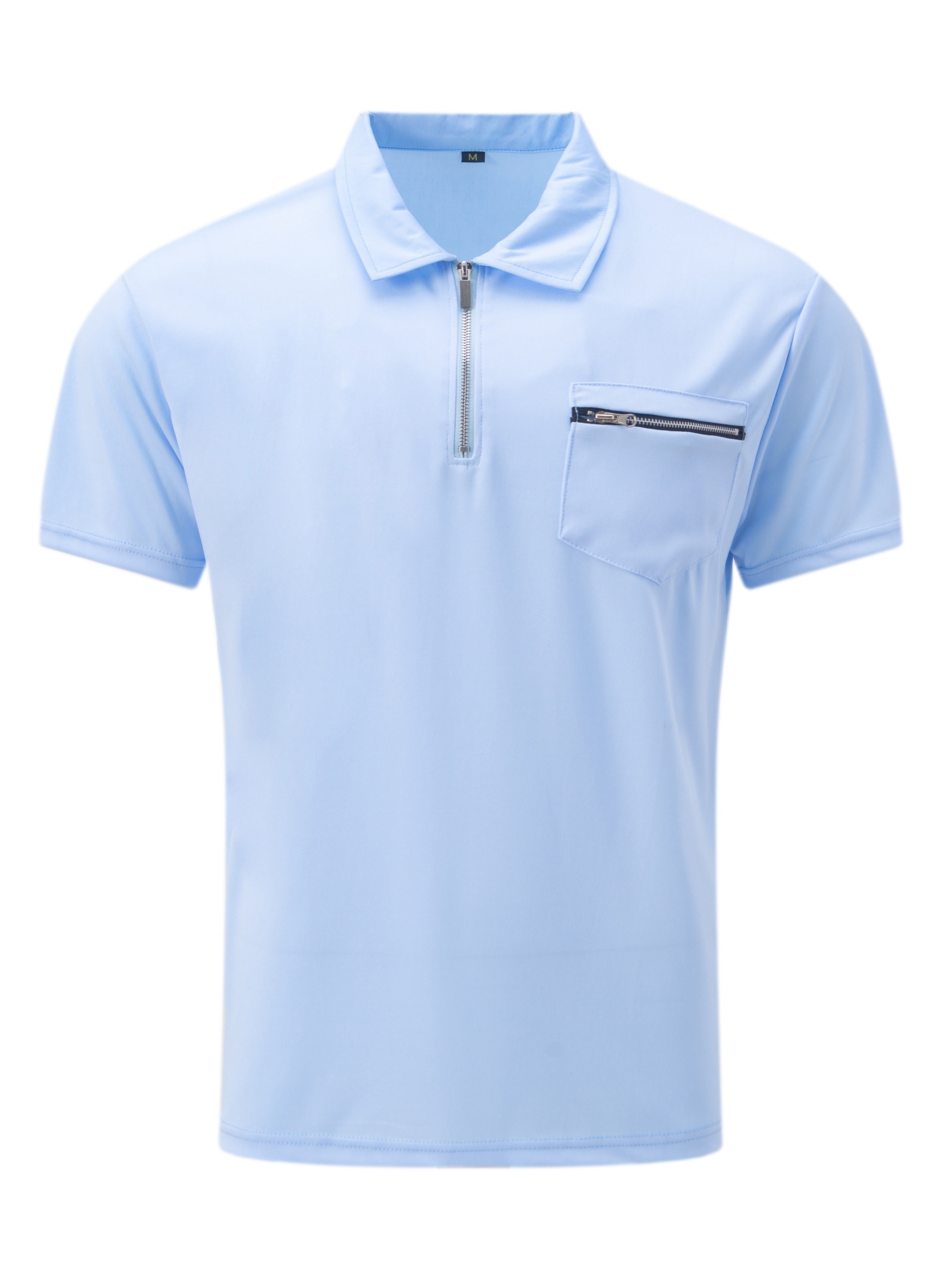 Polo de golf respirant, coupe standard, avec poche zippée sur la poitrine, col en V, manches courtes, pour l'été, vêtements pour hommes