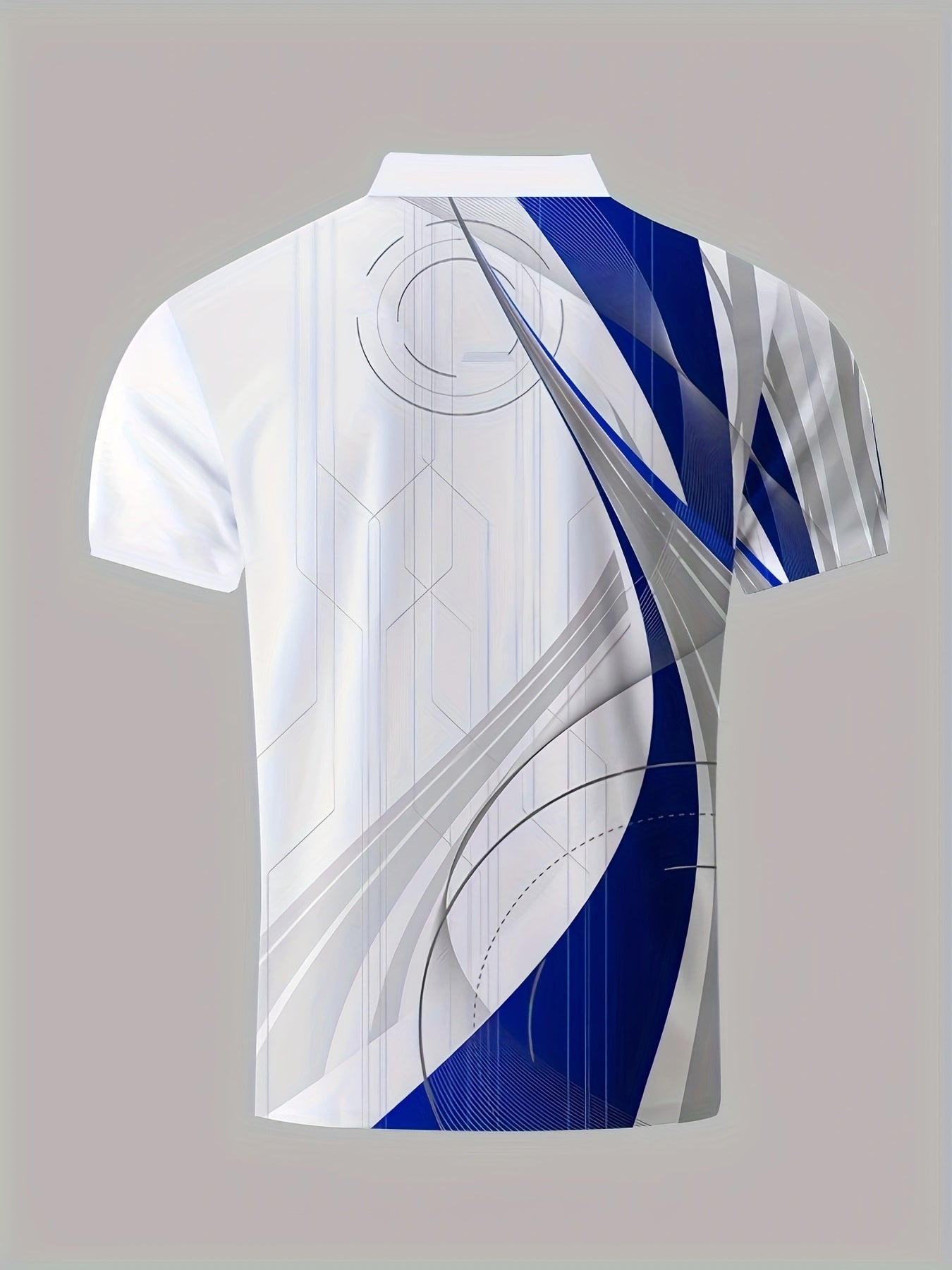 Chemise à manches courtes pour homme, motif géométrique, fermeture éclair, décontractée, confortable et polyvalente, chemise de golf, chemise de tennis, vêtements pour homme