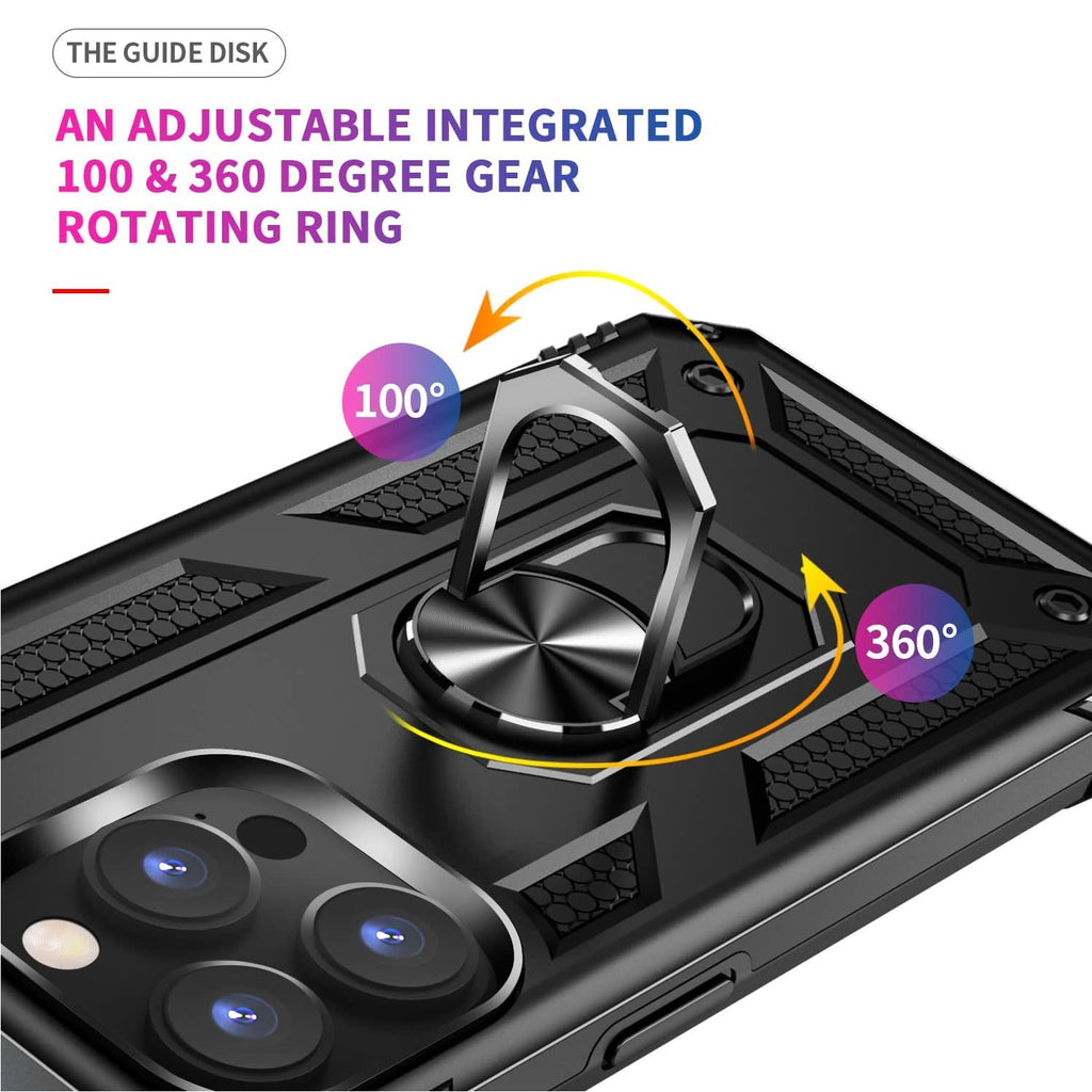 Coque robuste avec béquille intégrée pour Apple iPhone 15, 14, 13, 12, 11, XR, 8, protection double couche avec anneau de béquille rotatif, étui d'étude
