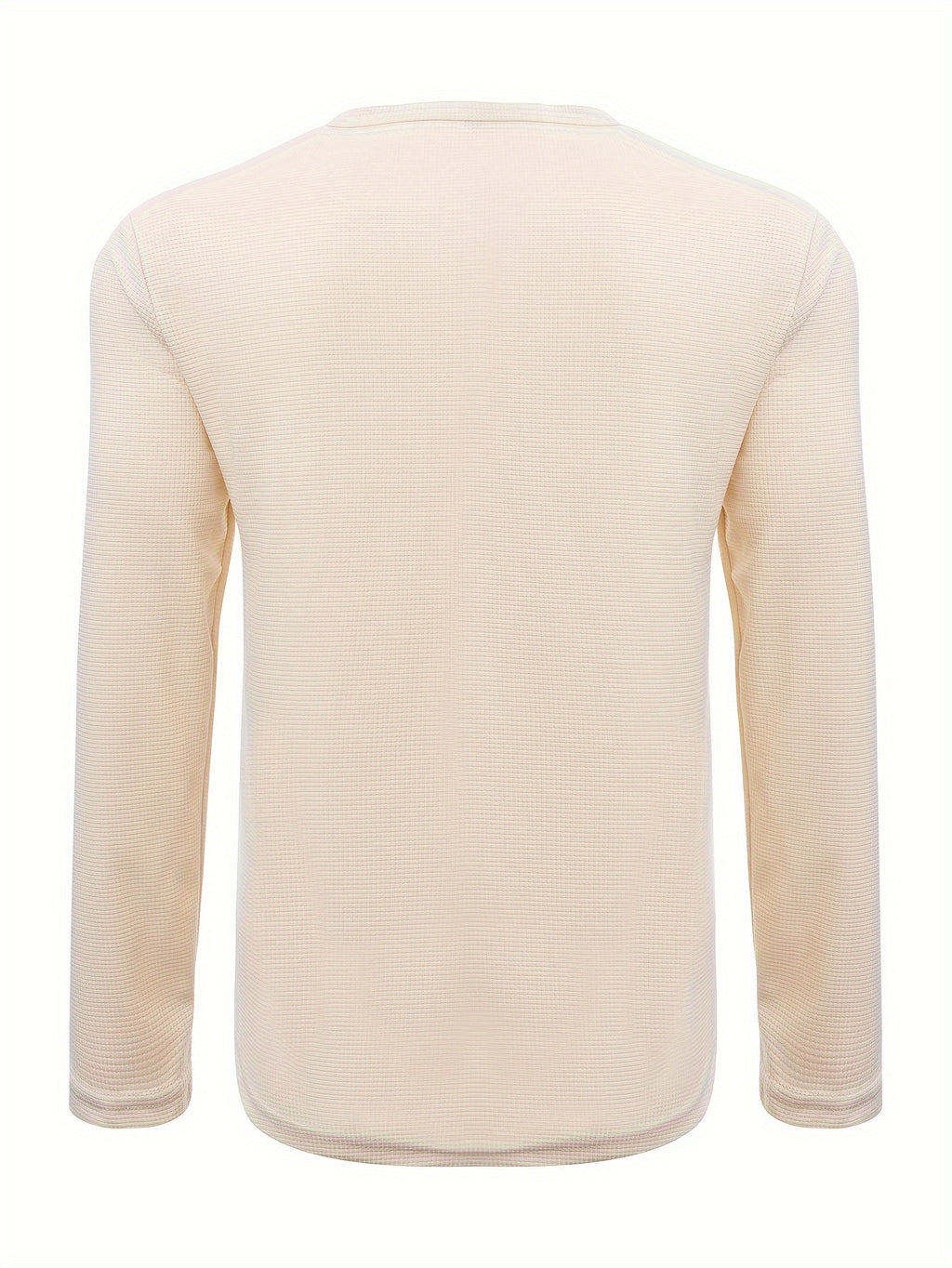 T-shirt gaufré à manches longues et col en V pour homme, confortable et décontracté, idéal pour le printemps, l'été et l'automne.