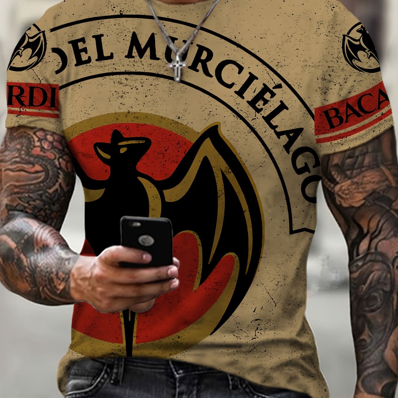 T-shirt homme à imprimé chauve-souris, confortable, imprimé 3D, légèrement extensible, col ras du cou, manches courtes, pour l'été et l'extérieur, vêtements pour hommes, cadeaux pour la fête des pères 2023 pour Halloween