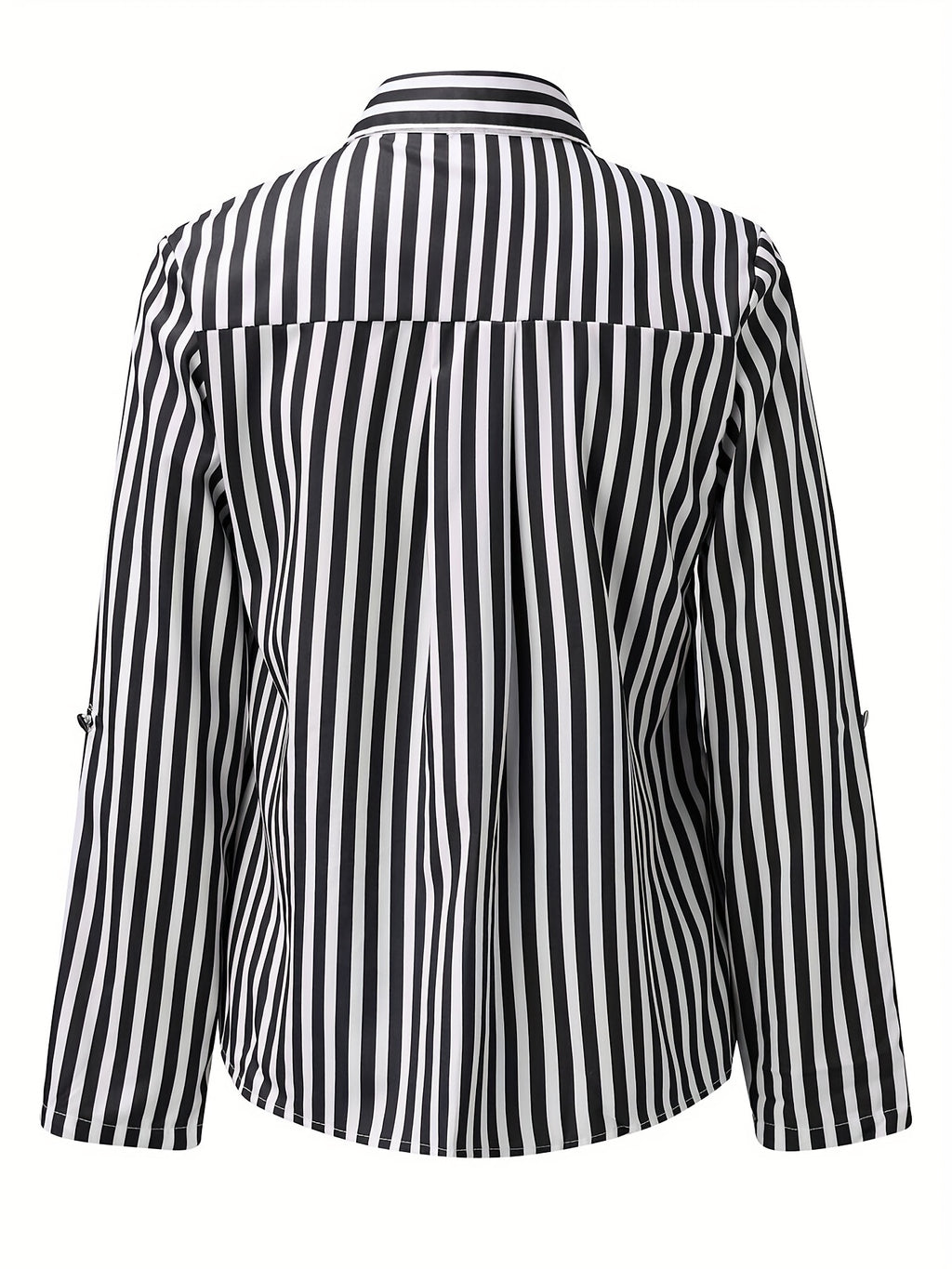 Chemise boutonnée à rayures, élégante chemise de travail à manches longues avec col, vêtements pour femme