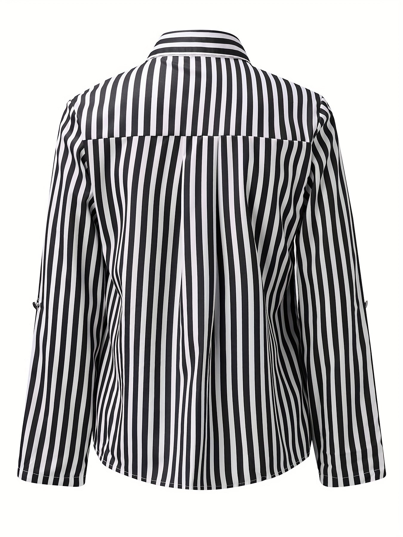 Chemise boutonnée à rayures, élégante chemise de travail à manches longues avec col, vêtements pour femme