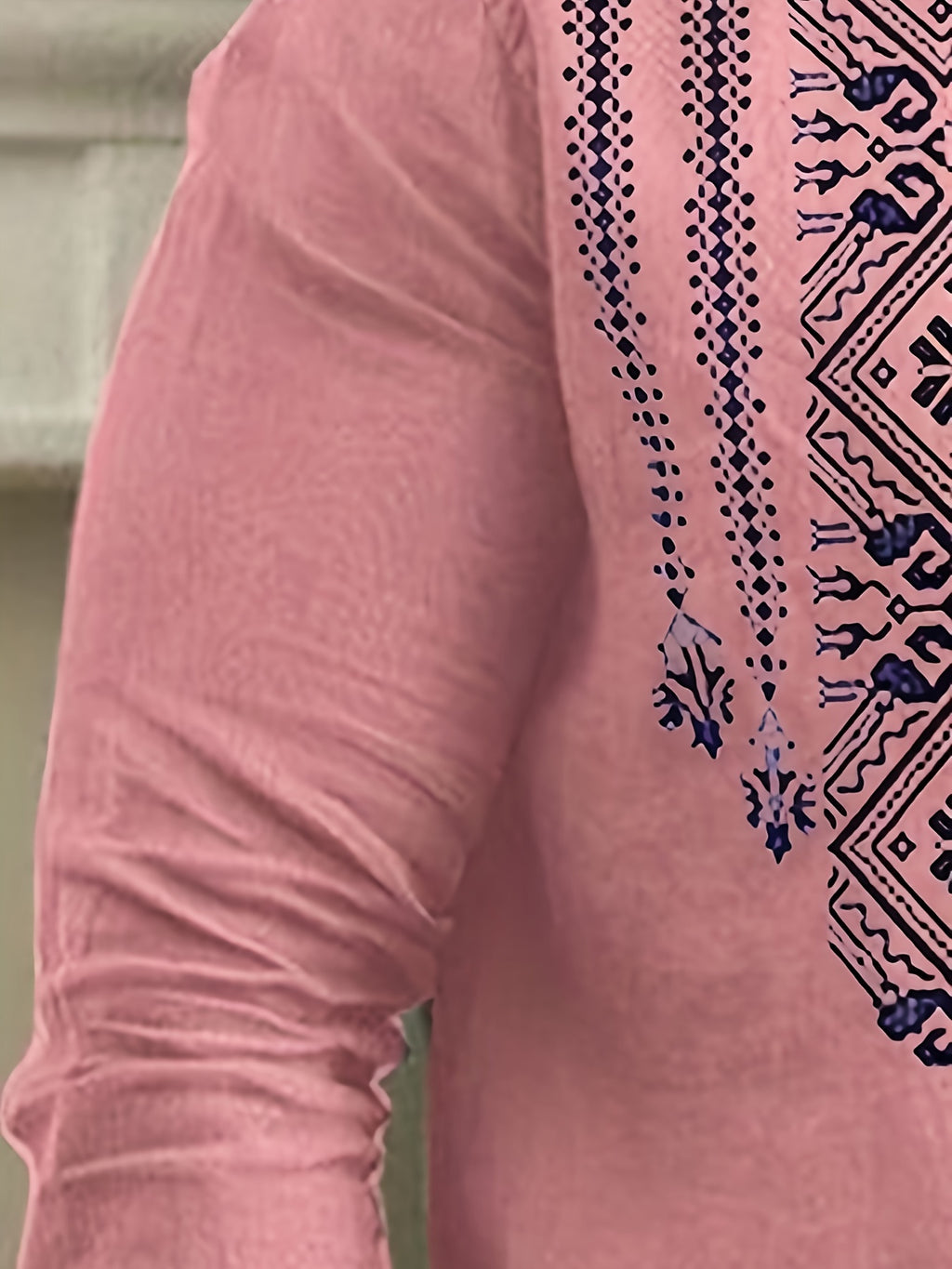 Chemises Henley à manches longues pour hommes, style ethnique, tendance, motifs géométriques, confortables, respirantes, décontractées et légèrement extensibles. Vêtements pour hommes