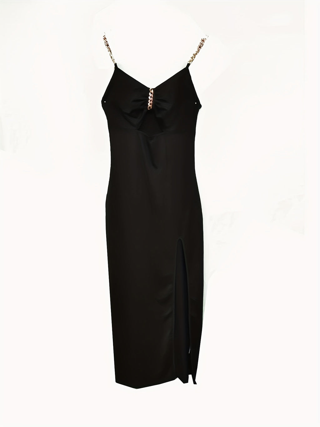 Robe camisole à bretelles découpées, élégante robe sans manches à col en V et ourlet fendu pour fête et banquet, vêtements pour femmes, robe de mariée/soirée/occasion/fiançailles/cérémonie