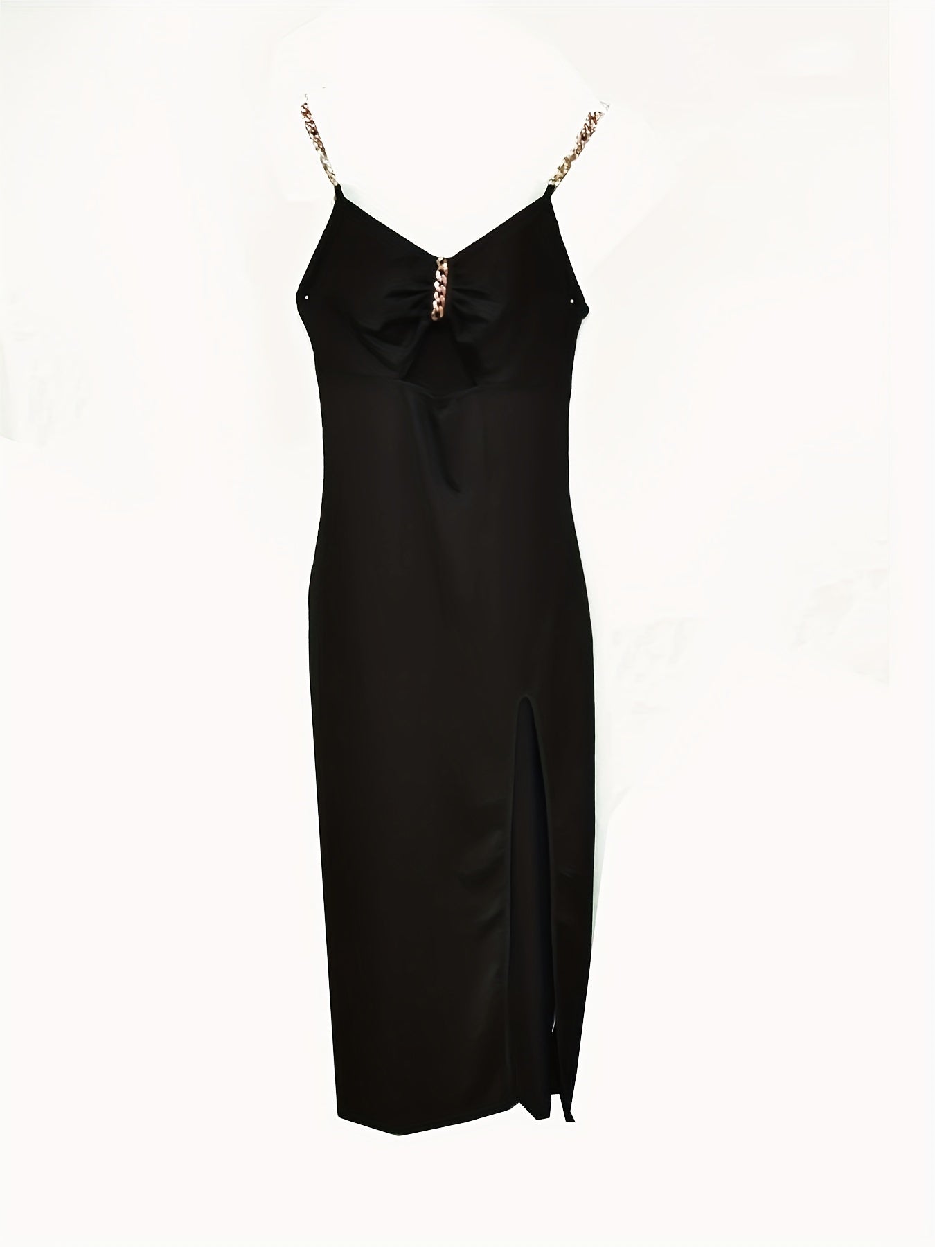 Robe camisole à bretelles découpées, élégante robe sans manches à col en V et ourlet fendu pour fête et banquet, vêtements pour femmes, robe de mariée/soirée/occasion/fiançailles/cérémonie