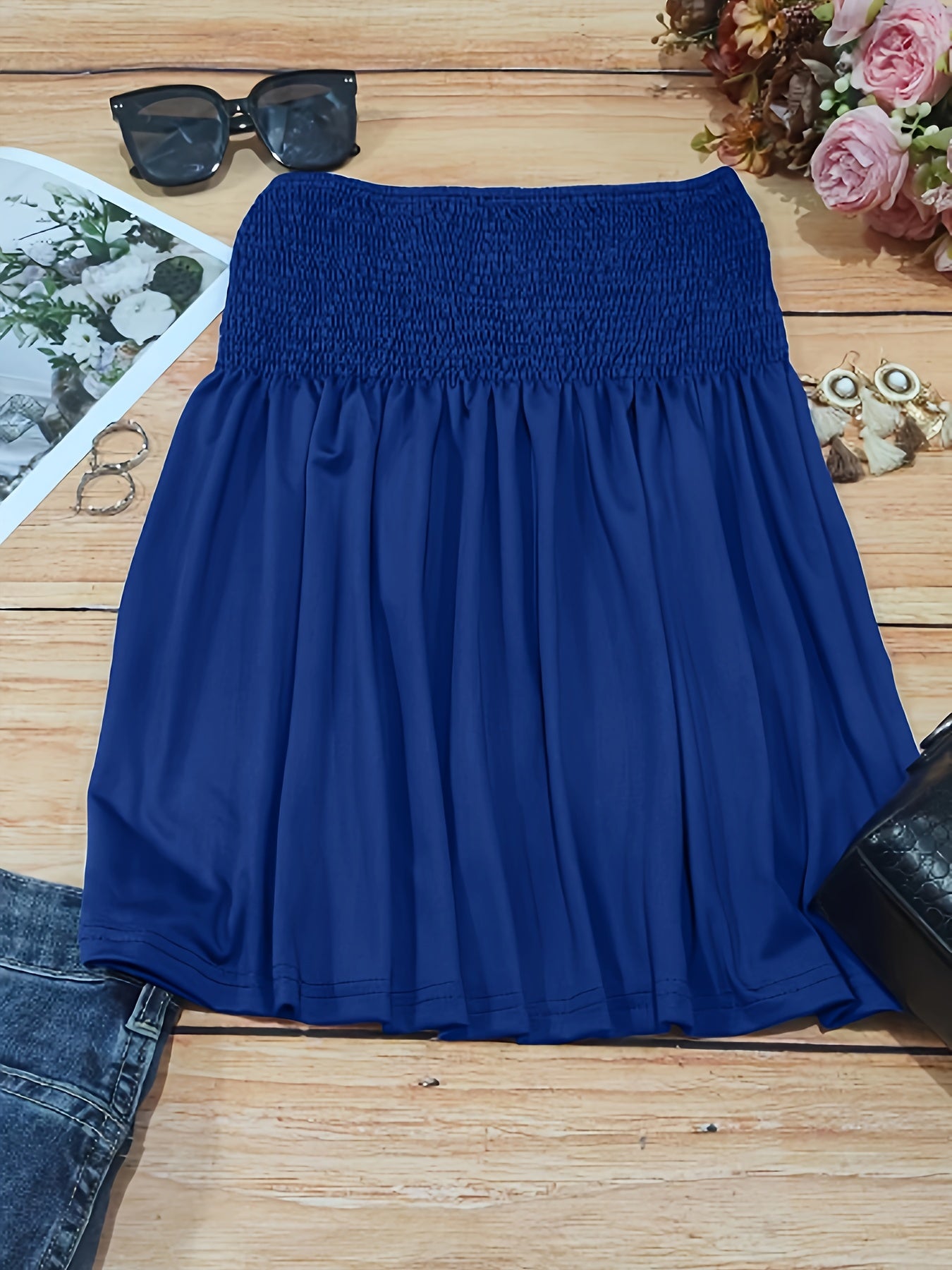 Haut tube à volants froncés, haut bandeau sans bretelles décontracté pour l'été, vêtements pour femmes, mariage, vacances